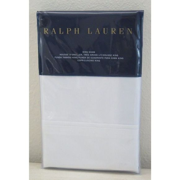 Ralph Lauren Palmer KING Sham Tux White 100% Cotton $130 - Picture 1 of 4